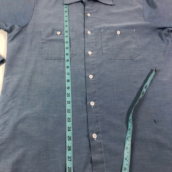 Vintage 70s Dee Cee Chambray Made in USA 1970s Workwear Men's Work Shirt - Picture 9 of 10